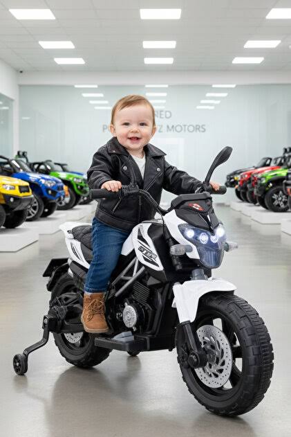 Babyhope 447 Motocross Beyaz 12V Akülü Motor Çocuk Motoru
